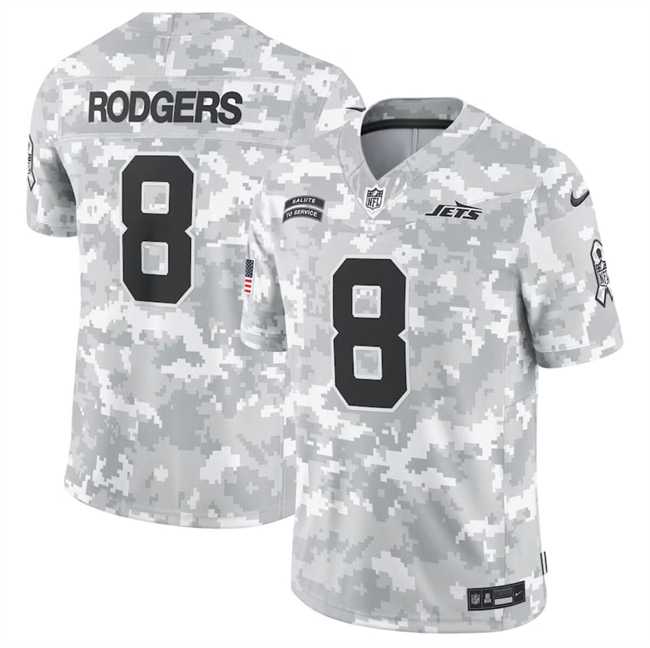 Mens New York Jets #8 Aaron Rodgers 2024 Arctic Camo Salute To Service Limited Stitched Jersey Dyin